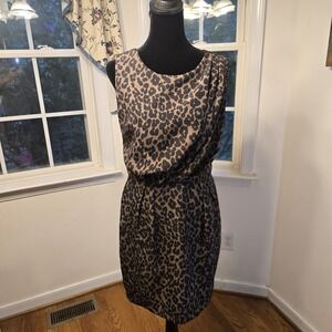 eight sixty Leopard Print Sleeveless Dress Womens Medium Party Career